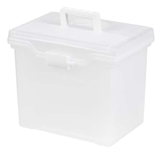 IRIS Letter Size Clear Portable File Box with Organizer Lid